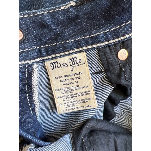 EUC Miss Me Mid-Rise Skinny Embellished Flap Pockets SZ 27x31 Jeans Dark Wash - Picture 6 of 8